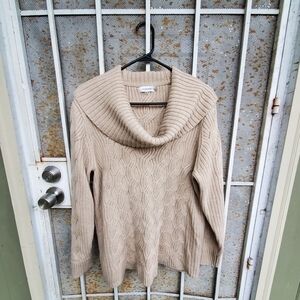 Calvin Klein Beige Knit Cowl-Neck Sweater Size XL